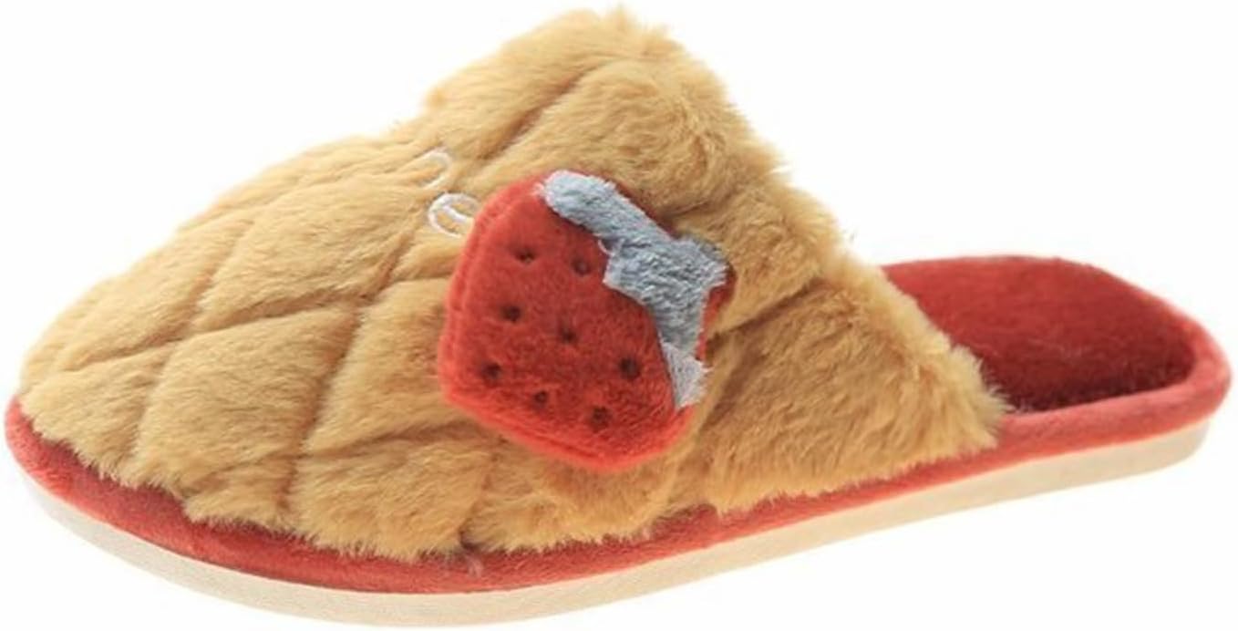

Мягкие, уютные, плюшевые зимние тапочки с фруктовым рисунком, теплые домашние тапочки для дома и улицы, для женщин и мужчин (36/37 EU, клубничный цвет) Znel, Strawberry 36/37 EU