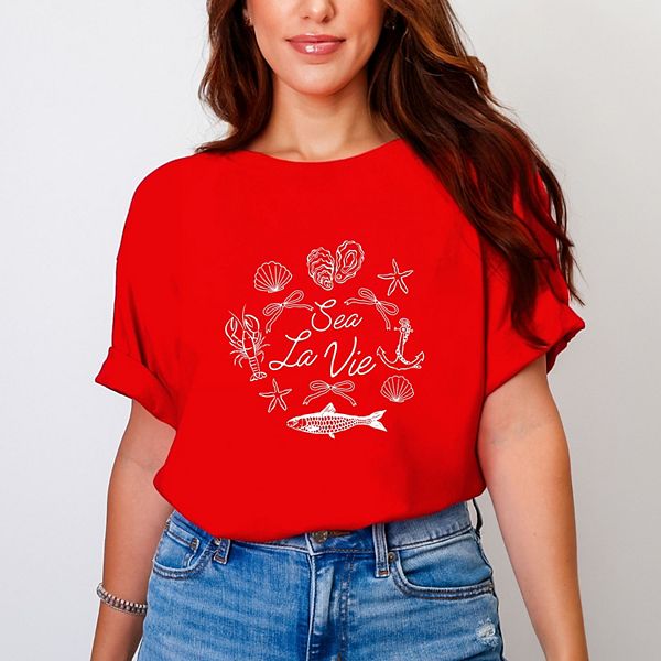 

Sea la vie коллаж - футболка с принтом для женщин Simply Sage Market, Red