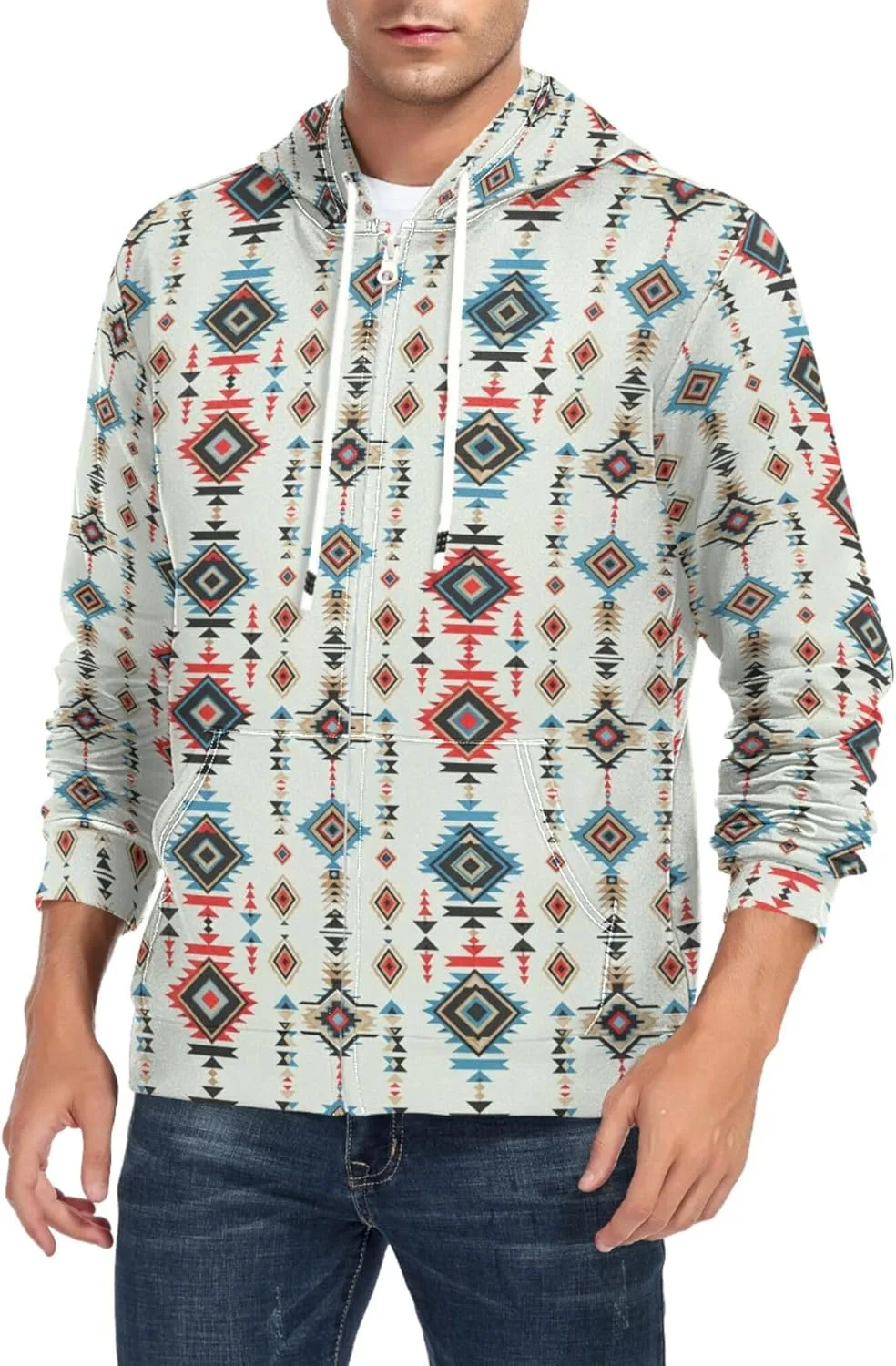 

Мужская худи с геометрическим принтом и карманом CUPADA