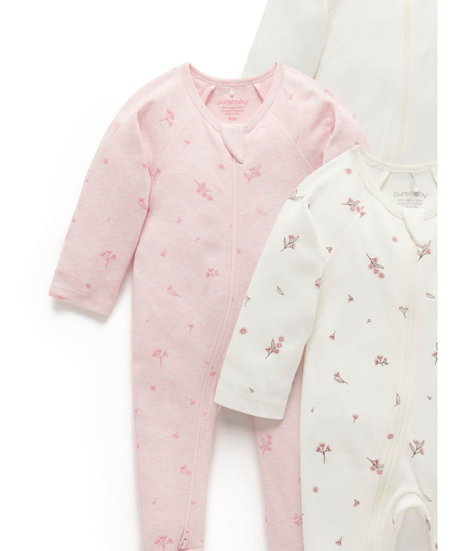 Комплект из 4 детских комбинезонов на молнии для девочек Purebaby, Vanilla blossom — фото 4