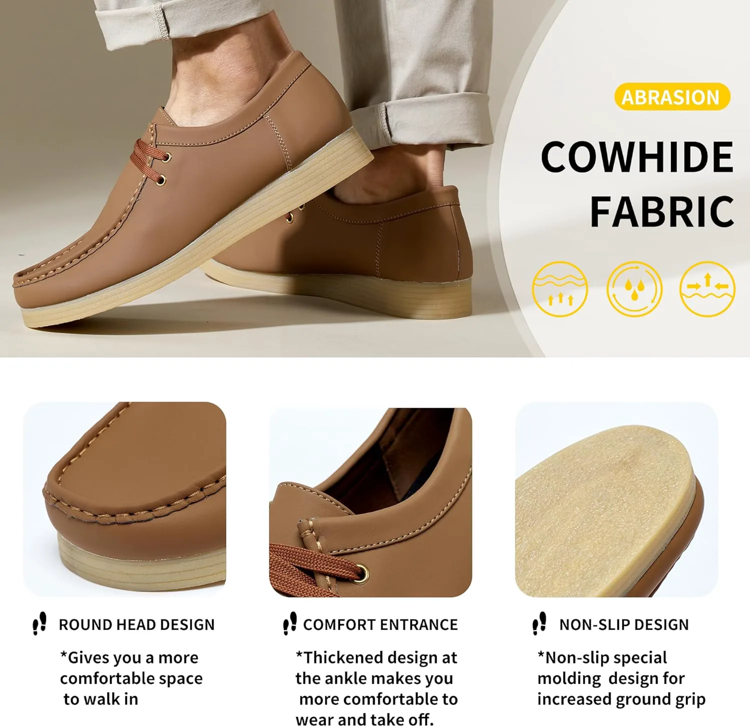 

Мужские лоферы Низкие Удобные Дышащие Повседневные Ботинки для Ходьбы Минималистичный Стиль Легкие Нескользящие Классические Бизнес Оксфорды Гольф Кроссовки KSYVUCRD, коричневый