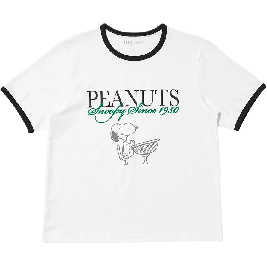 Футболка с втачным рукавом PEANUTS UNIQLO, белый