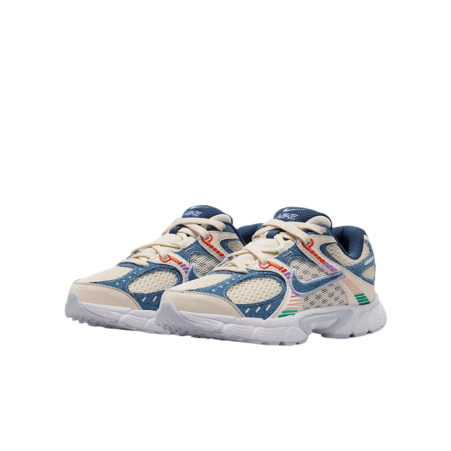Детские кроссовки V5 RNR Mesh Breathable Low top Casual Shoes Nike, Soft Pearl White/Denim Blue/Malachite Green/Midnight Blue — фото 4