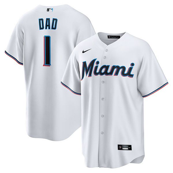 

Мужская белая домашняя реплика майки Miami Marlins #1 dad Nike