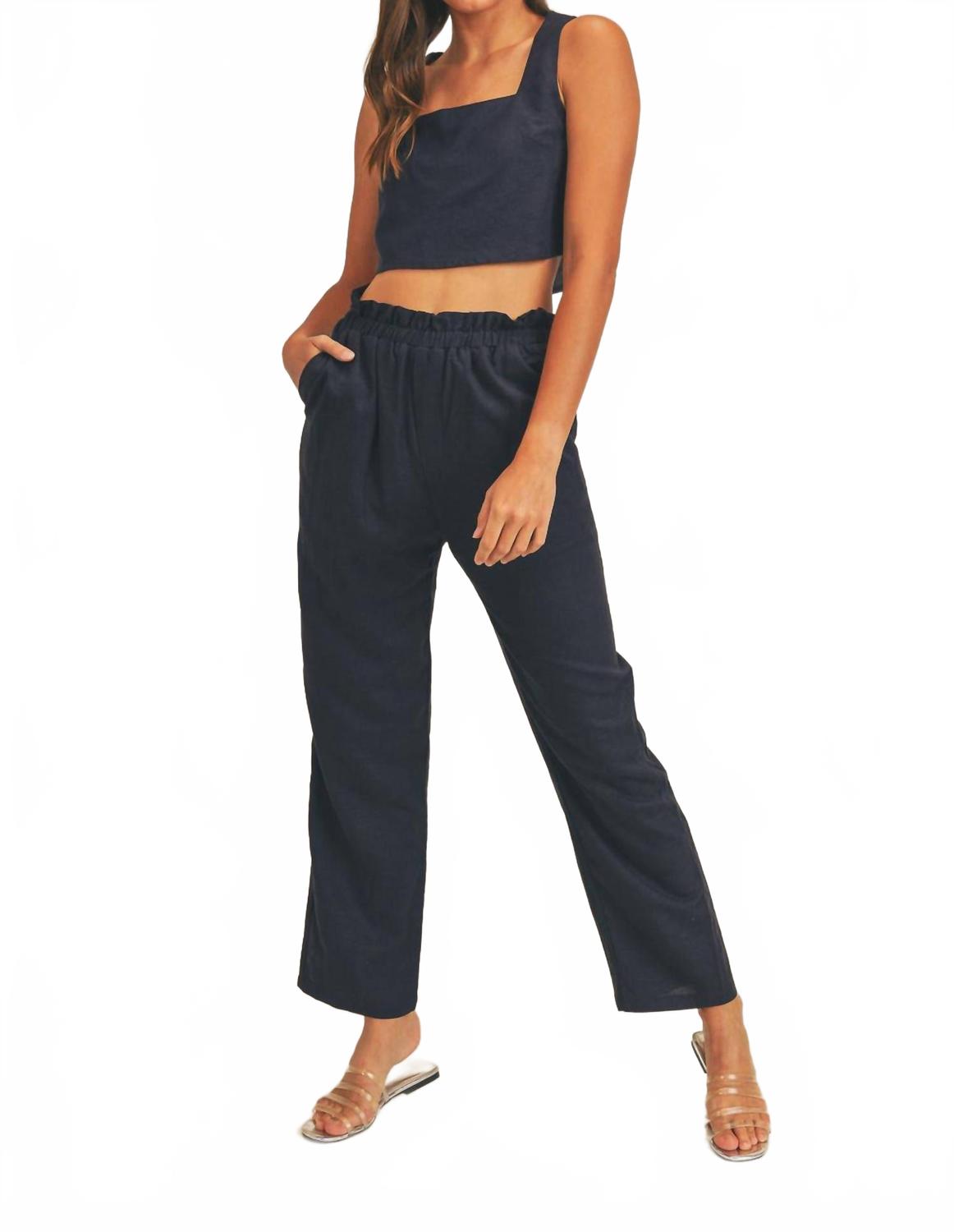 

Топ-кроп и брюки Aya в темно-синем цвете MABLE