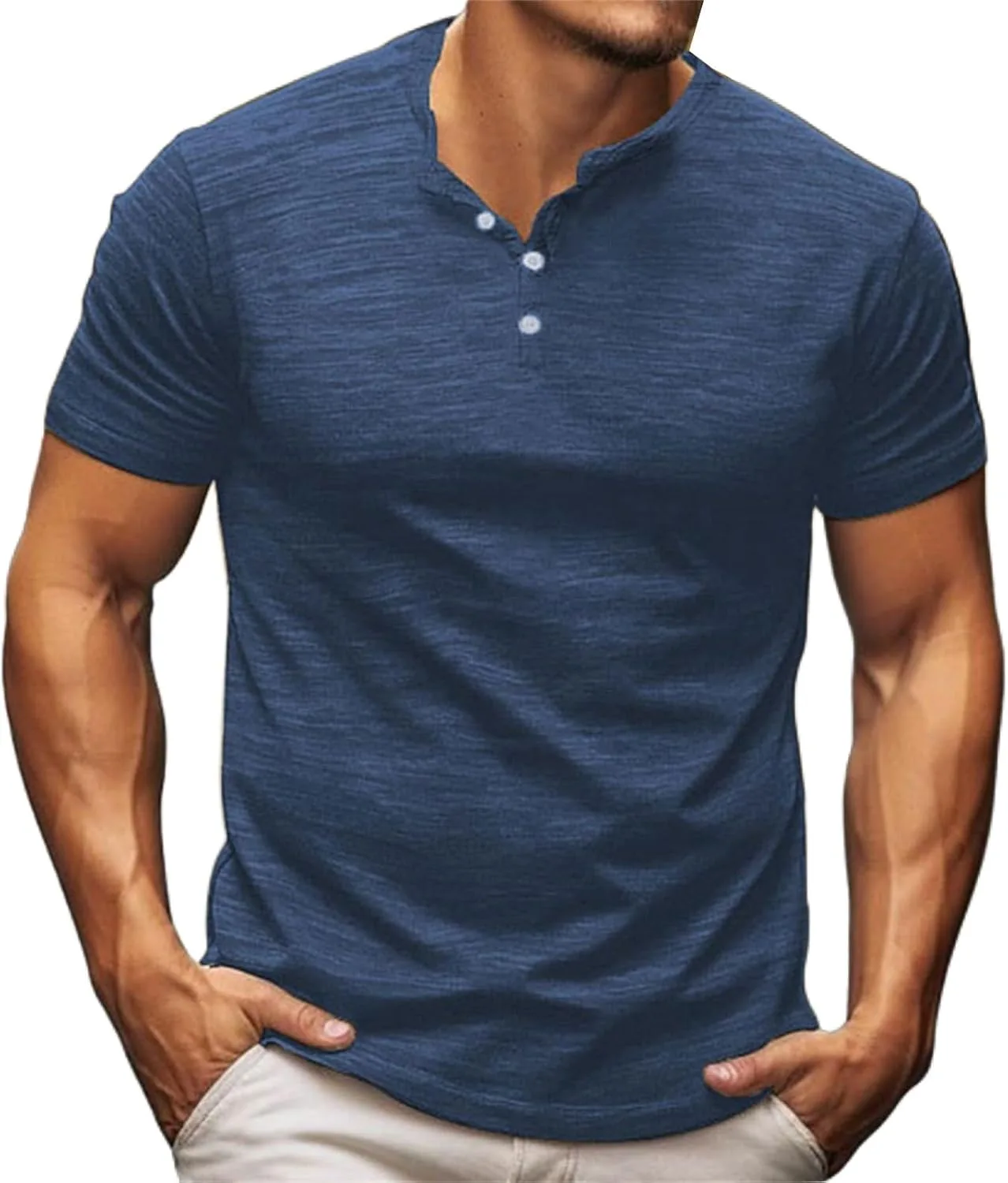 

Мужская повседневная рубашка-поло Henley, Slim Fit, летняя Thatrich