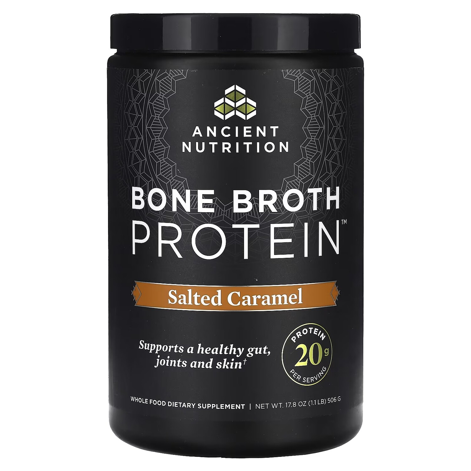 

Протеиновый бульон Ancient Nutrition с соленой карамелью, 506 г
