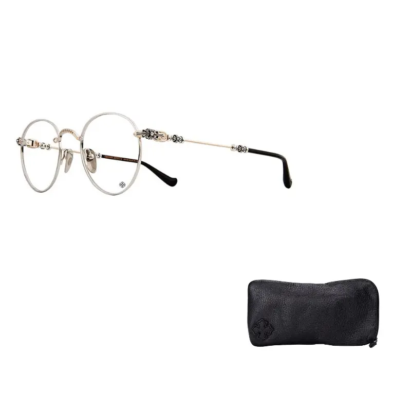 

Chrome Hearts Унисекс очковая оправа круглая из сплава ярко-серебристого цвета, Black/Bright Silver