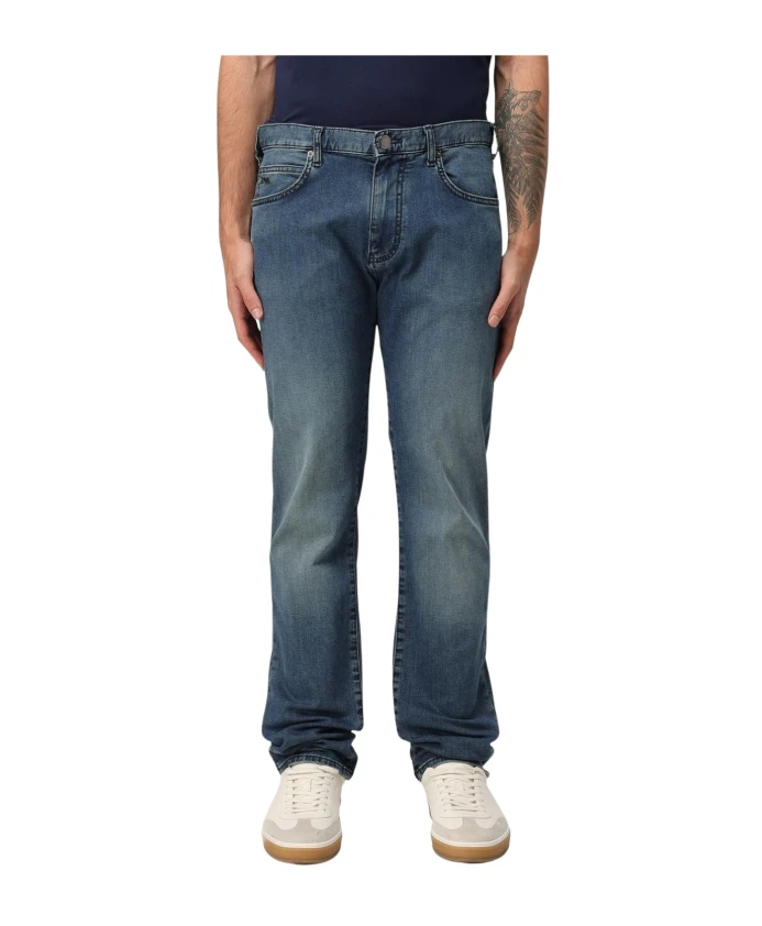 

Джинсы прямого кроя из денима Emporio Armani, синий