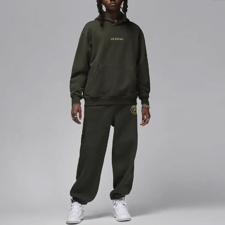 Толстовка Paris Saint Germain мужская оливково-зеленая Jordan, Olive Green — фото 4