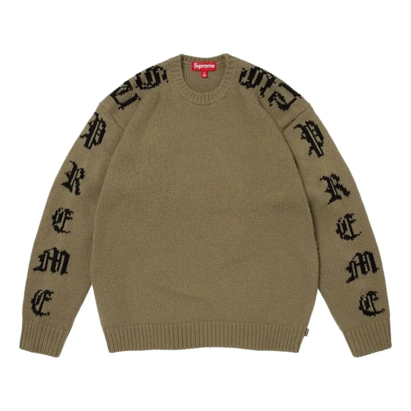Свитер Supreme SS26 Old English Sleeves 'Olive'