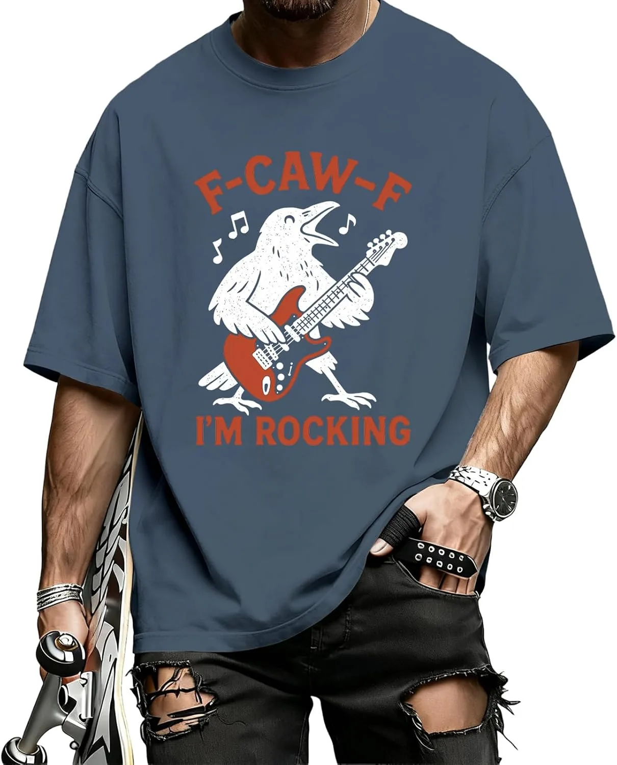 

Футболка Funny Shirts for Men - Crew Neck Crow, летняя, легкая, с коротким рукавом JOWAMY