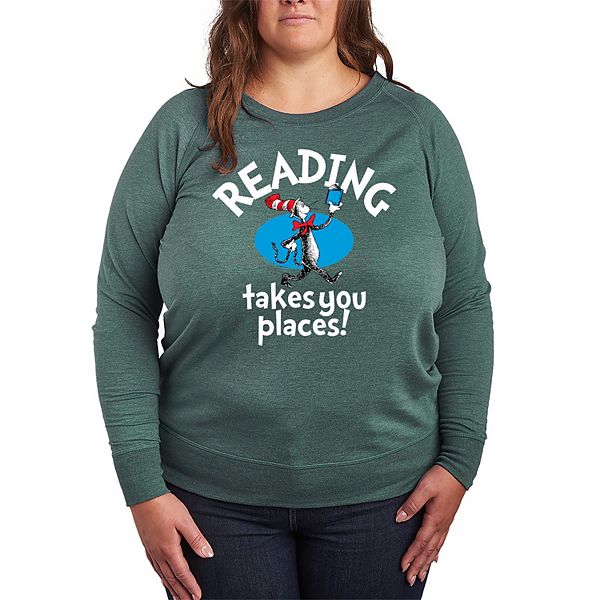 

Футболка с длинным рукавом из французского футера Plus size Dr. Seuss