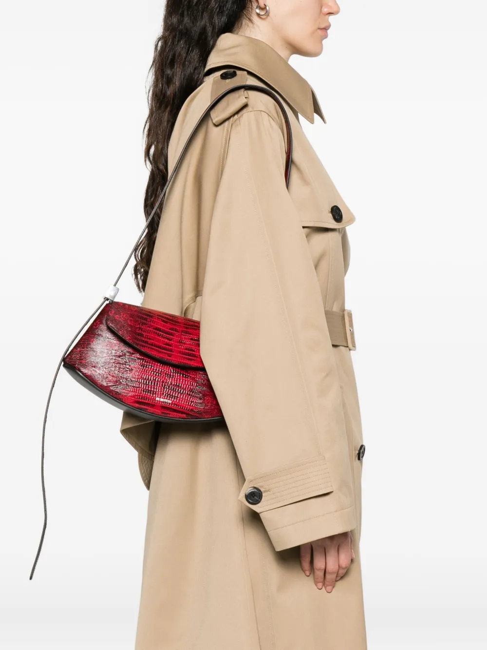 Сумка через плечо из змеиной кожи JIL SANDER, красный — фото 2