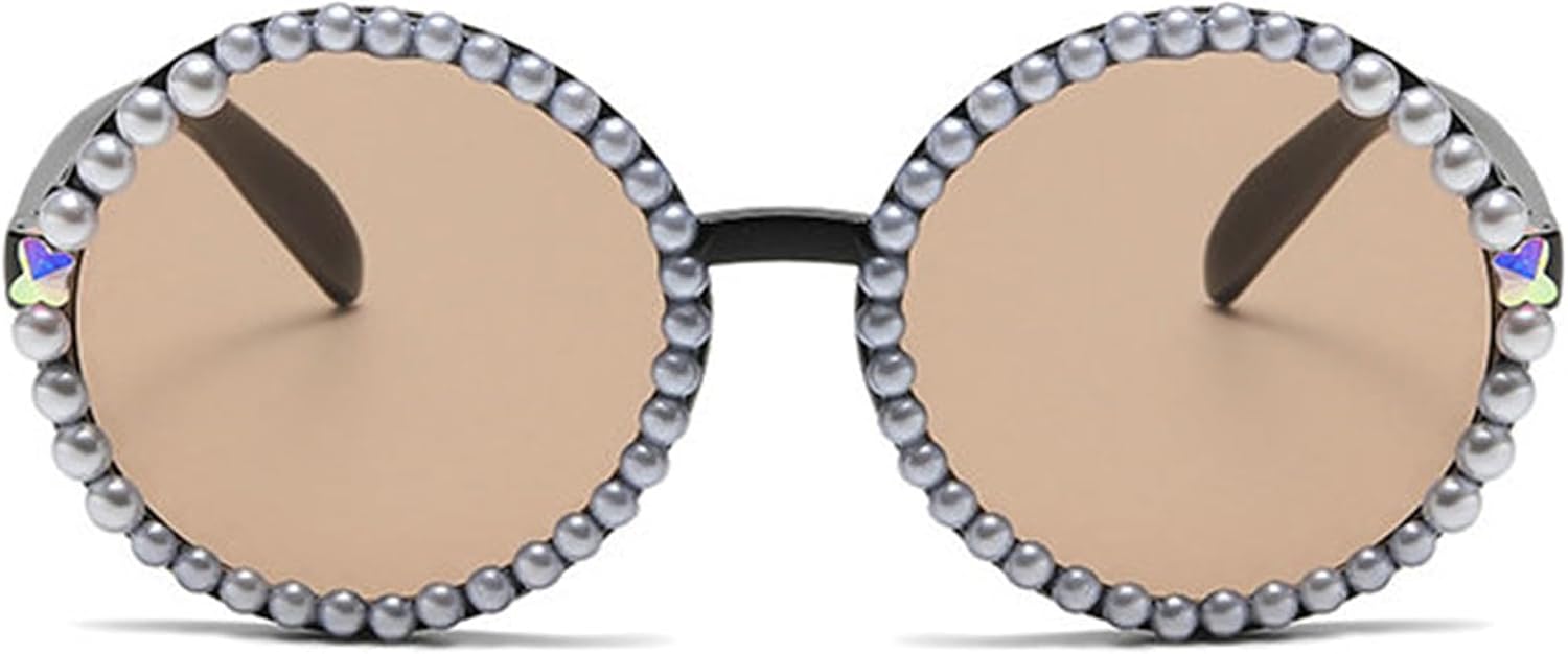 

Хелена Модные круглые солнцезащитные очки с бриллиантами для женщин, роскошные жемчужные очки с защитой от УФ-излучения UV400, женские панк-очки, мужские очки S65 helena, Brown