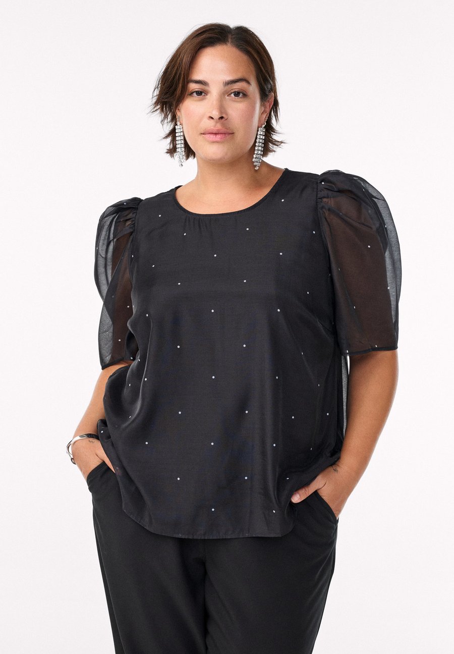 

Блуза Zizzi PARTY IN ORGANZA-OPTIK MIT PUNKTEN, Black W White Dot/Black