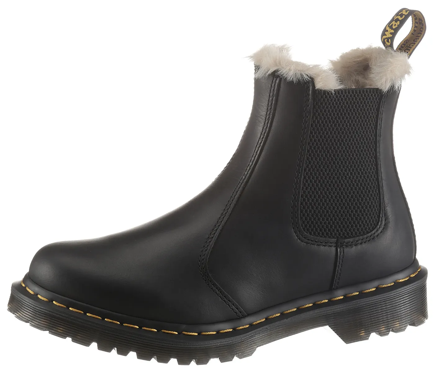 Ботинки кожаные Dr. Martens Leonore с мехом, черный
