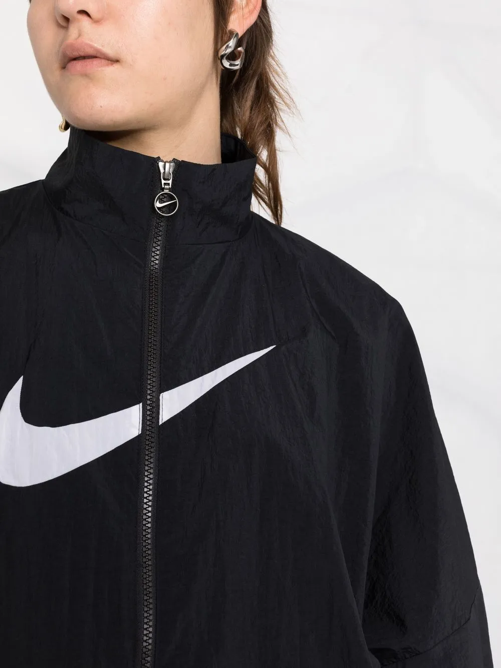 Куртка с высоким воротником и логотипом Swoosh Nike, черный — фото 3