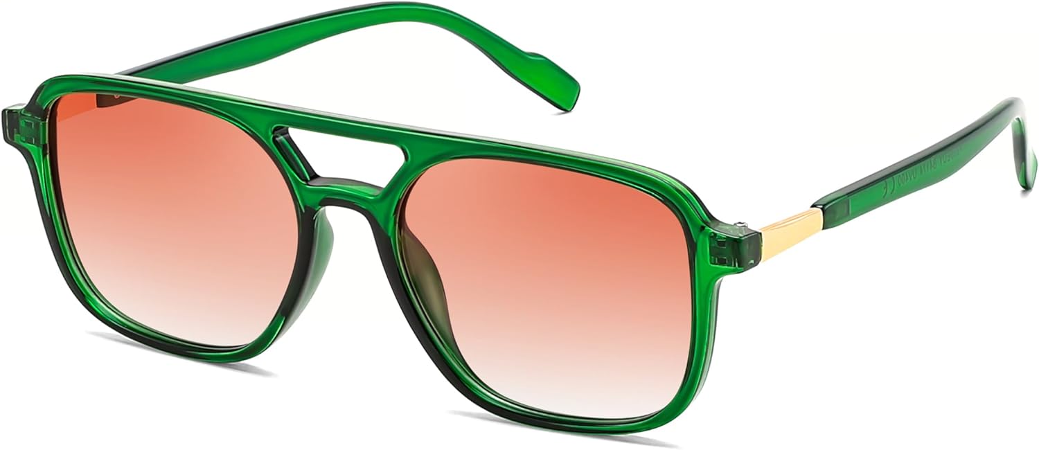 

Солнцезащитные очки FEISEDY в стиле ретро, ​​квадратные, авиаторские, для женщин и мужчин, винтажные, 70-е годы, модные, в пластиковой оправе, артикул B4158, Transparent Green Frame/Reddish Brown Gradient Lens