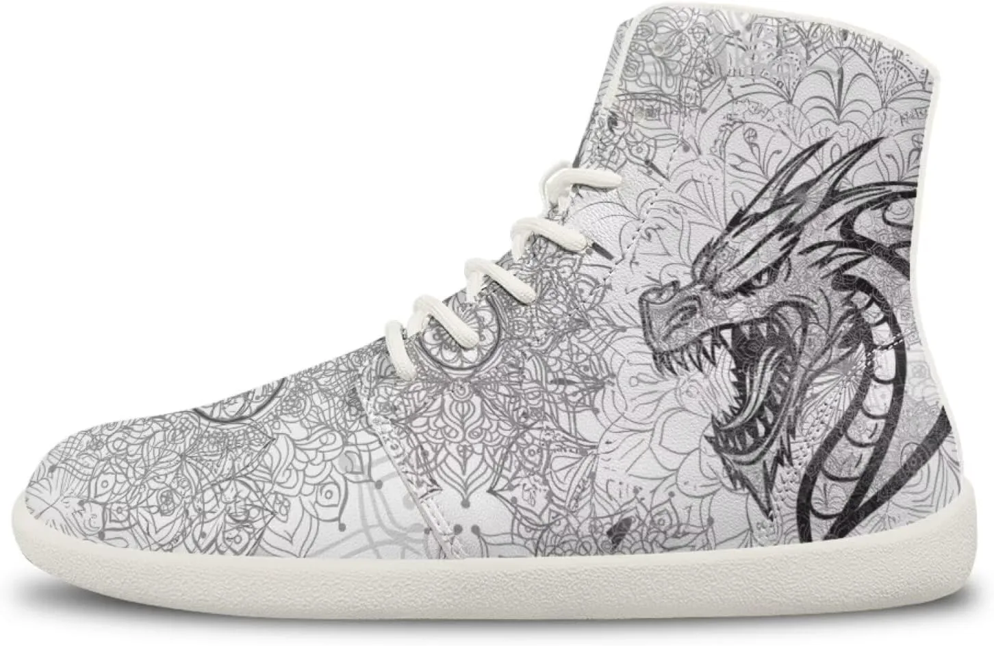 Мужские кроссовки Dragon Print для бега, слипоны, высокие, для ходьбы, занятий в спортзале, тенниса и спорта Ecaestolph, белый