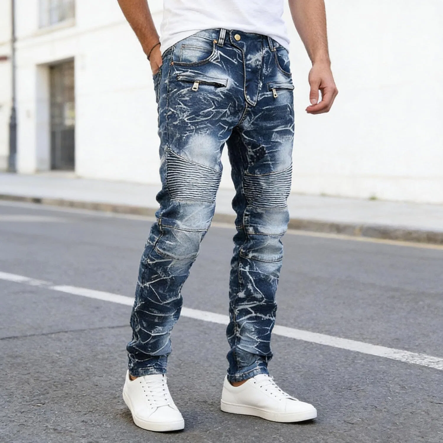 Джинсы Slim Fit Stretch, Ripped, Dark Blue — фото 2