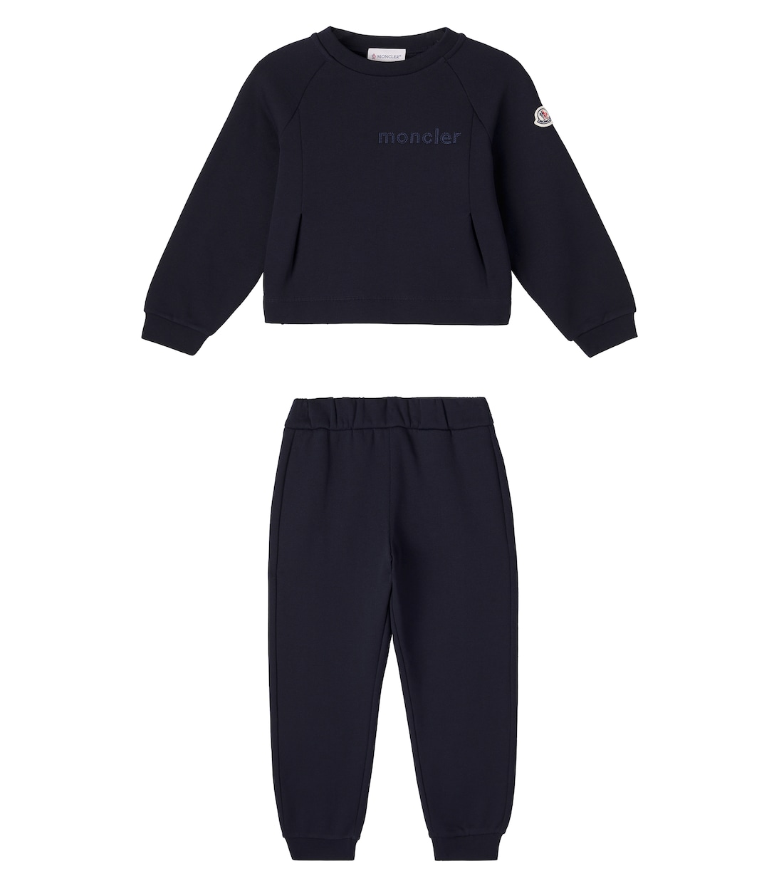 

Хлопковый спортивный костюм с логотипом Moncler Enfant, Blue Navy