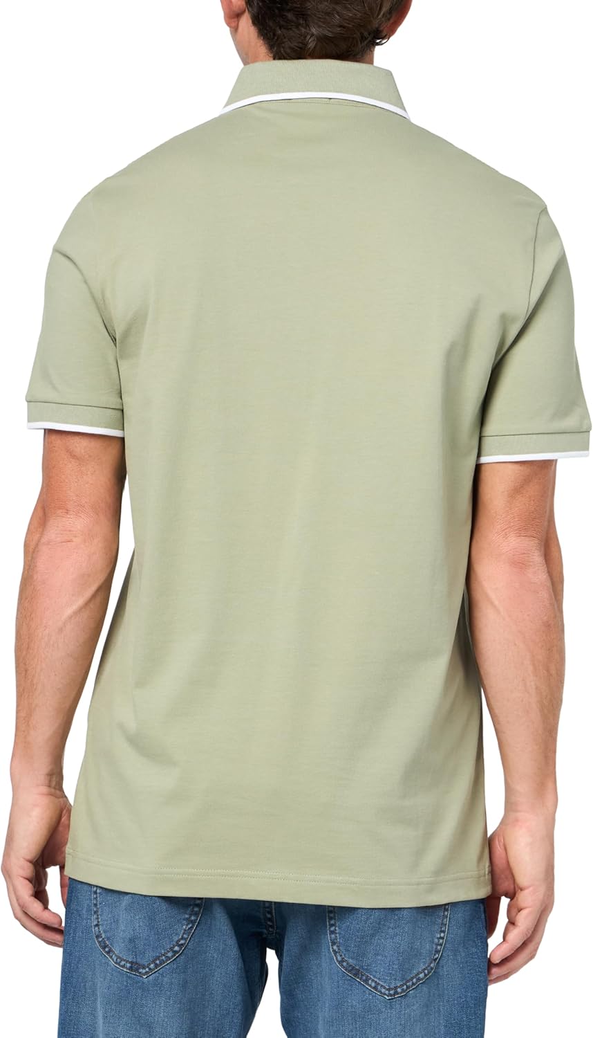 BOSS Мужская поло с квадратным логотипом Slim Fit из хлопка, Celery — фото 2