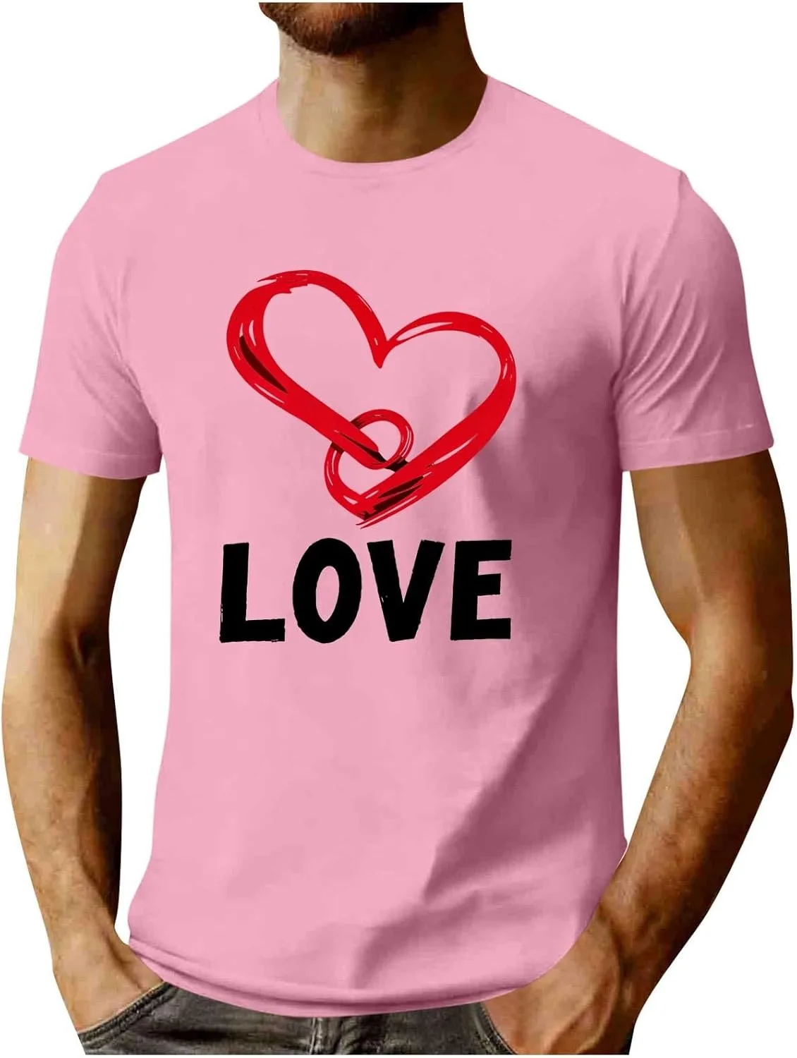 

Мужская футболка с коротким рукавом и принтом в виде сердца