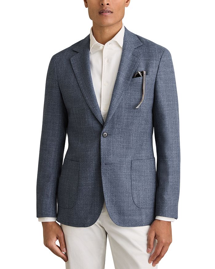 

Текстурированный блейзер с узкими лацканами Slim Fit REISS, синий