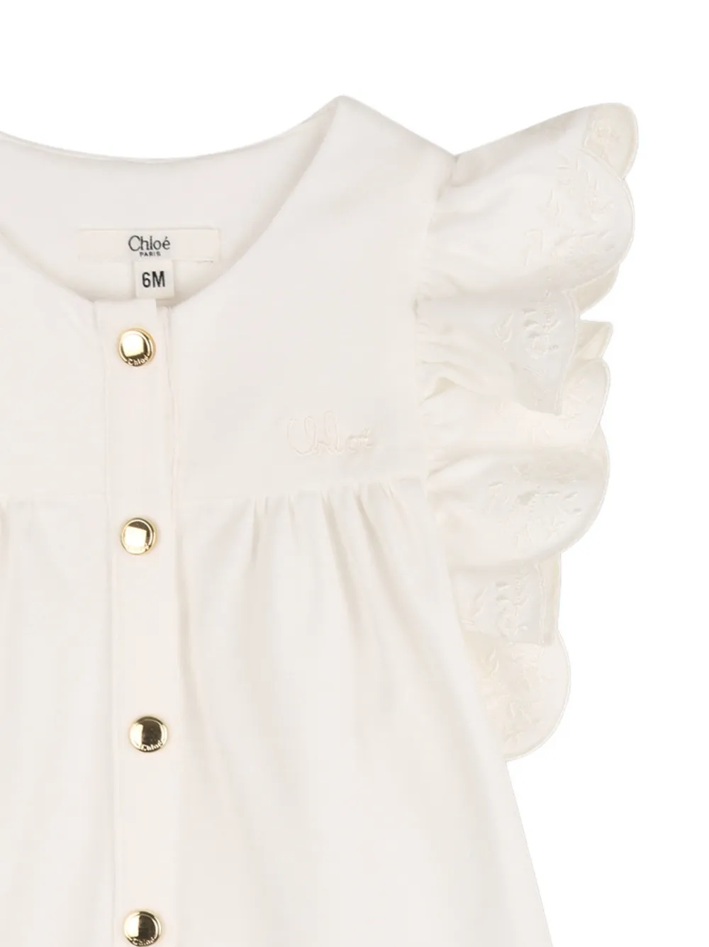 Комбинезон с оборками и зубчатым краем Chloé Kids, белый — фото 3