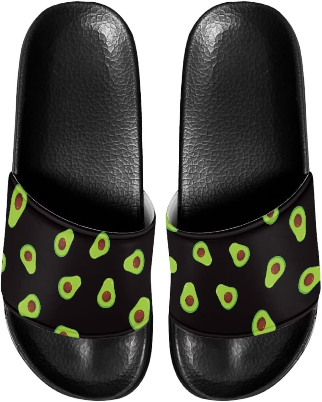 

Повседневные нескользящие шлепанцы для женщин и мужчин, с открытым носком, домашней подошвой, легкие плоские тапочки для ванной и пляжа Annejudy, Avocado Pattern