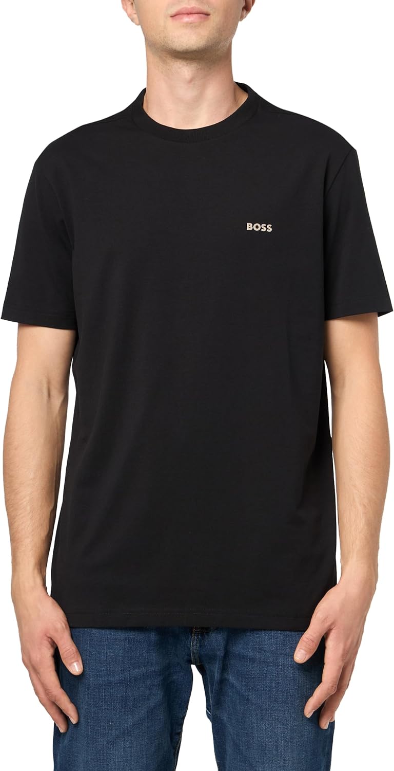 

Футболка BOSS Men's Contrast Logo из хлопка и эластичного хлопка, Black Shadow, Черный, Футболка BOSS Men's Contrast Logo из хлопка и эластичного хлопка, Black Shadow