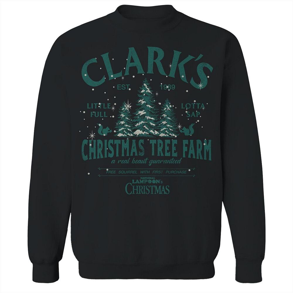 

Мужской флисовый свитшот Clarks Christmas Tree National Lampoon's Christmas Vacation с рисунком экипажа Licensed Character, черный