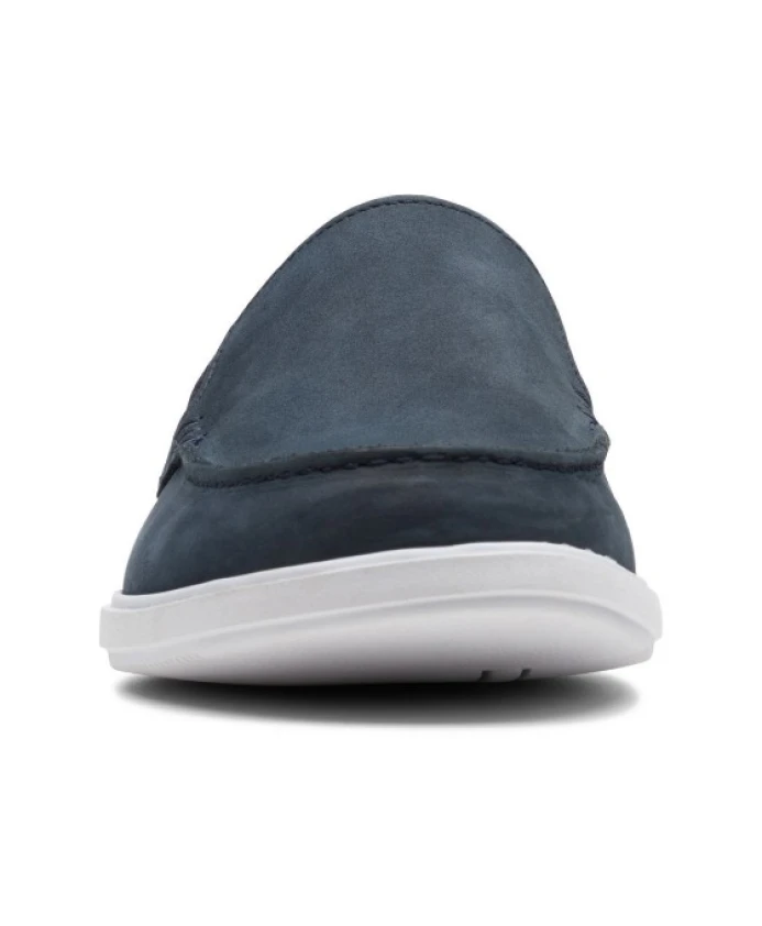 Мокасины из нубука темно-синего цвета, летние туфли Clarks, синий — фото 2