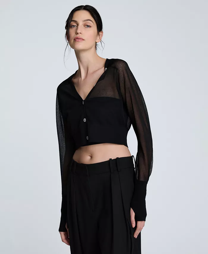 

Женский укороченный кардиган с открытыми плечами Kenneth Cole, черный