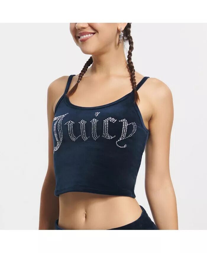 

Женская базовая укороченная майка приталенного кроя Juicy Couture, синий
