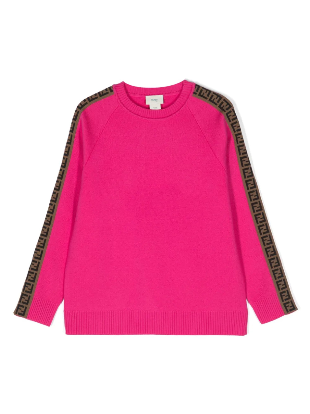 

Шерстяной джемпер с вышитым логотипом FF Fendi Kids, розовый