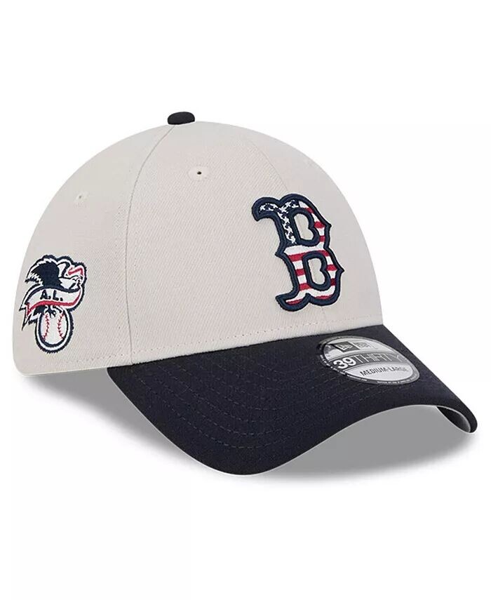 

Мужская черная гибкая кепка Boston Red Sox 2024 Четвертое июля 39THIRTY New Era, бежевый