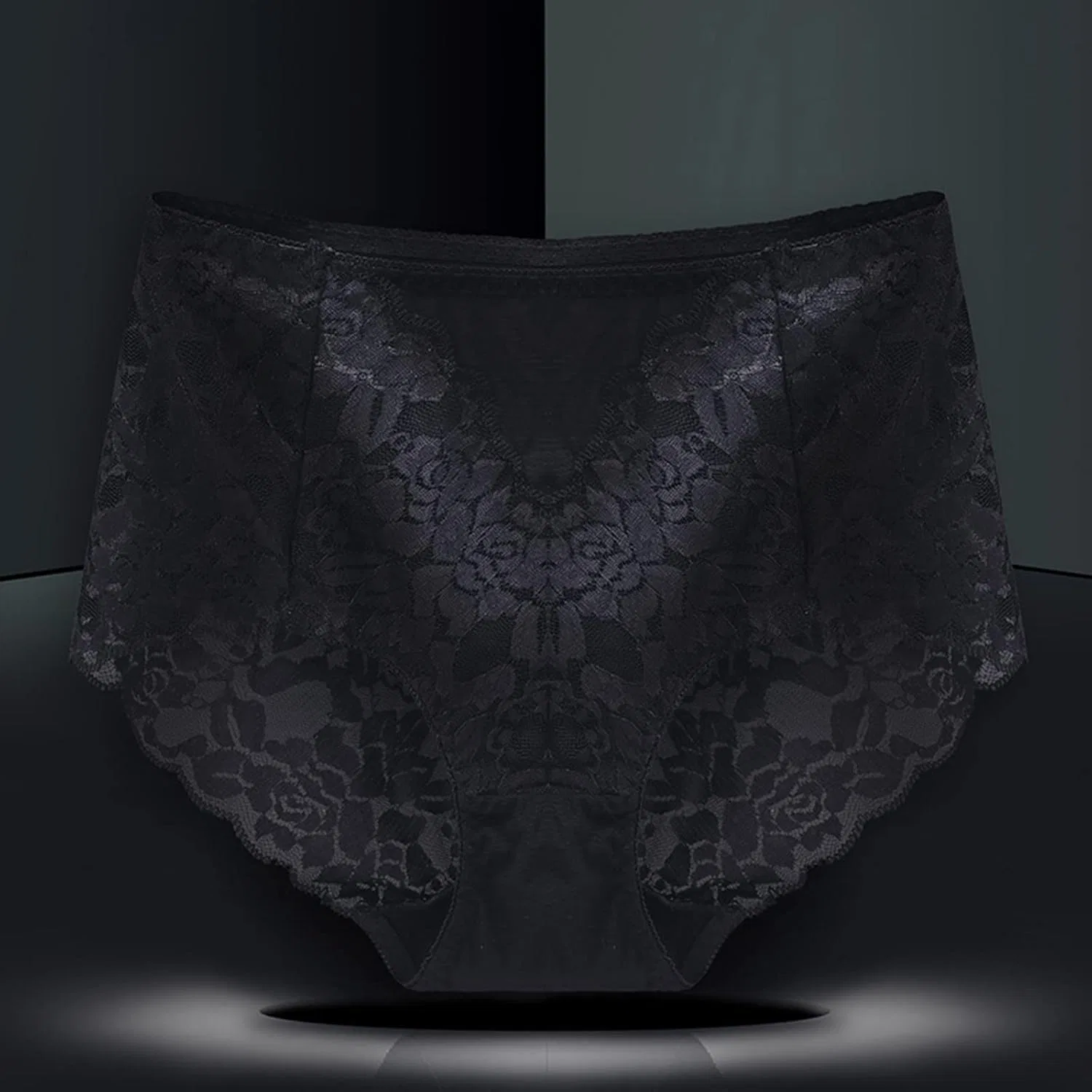 Generic Стильные женские кружевные трусики со средней и высокой талией, бесшовные, для максимального комфорта и ношения в течение всего дня, черный — фото 2