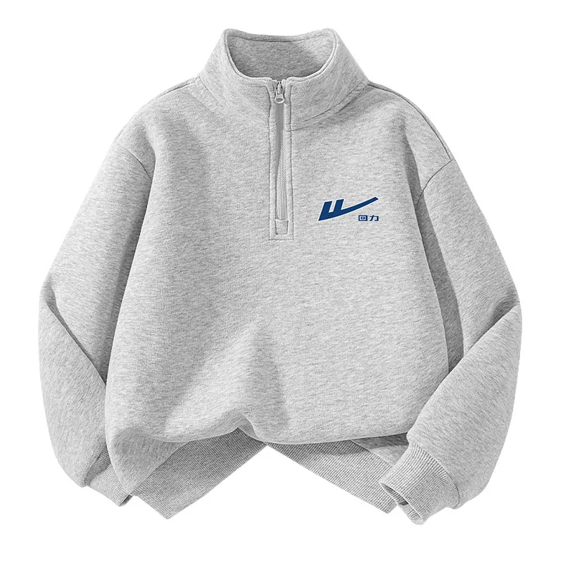 Детский свитшот со стойкой WARRIOR, Gray/Silver Edge Blue Logo K