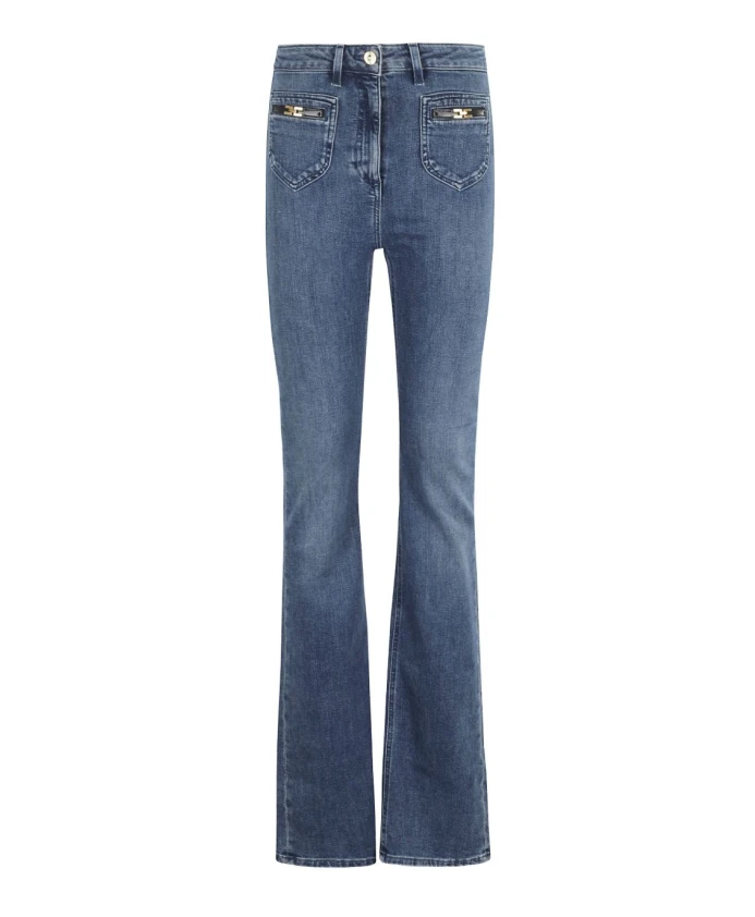 

Синие джинсы из шелка и нейлона Elisabetta Franchi, синий