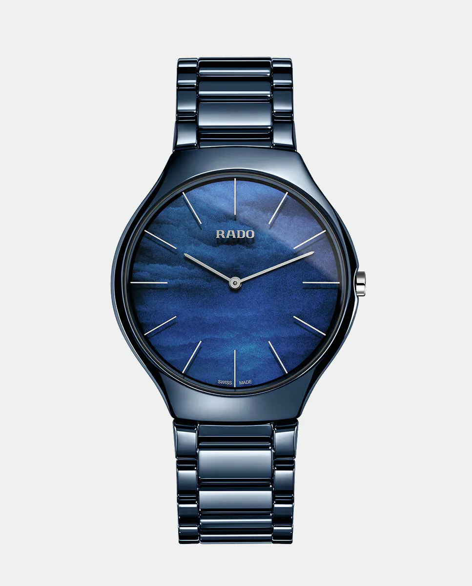 

True Thinline R27005902 Синие керамические титановые мужские часы Rado, синий