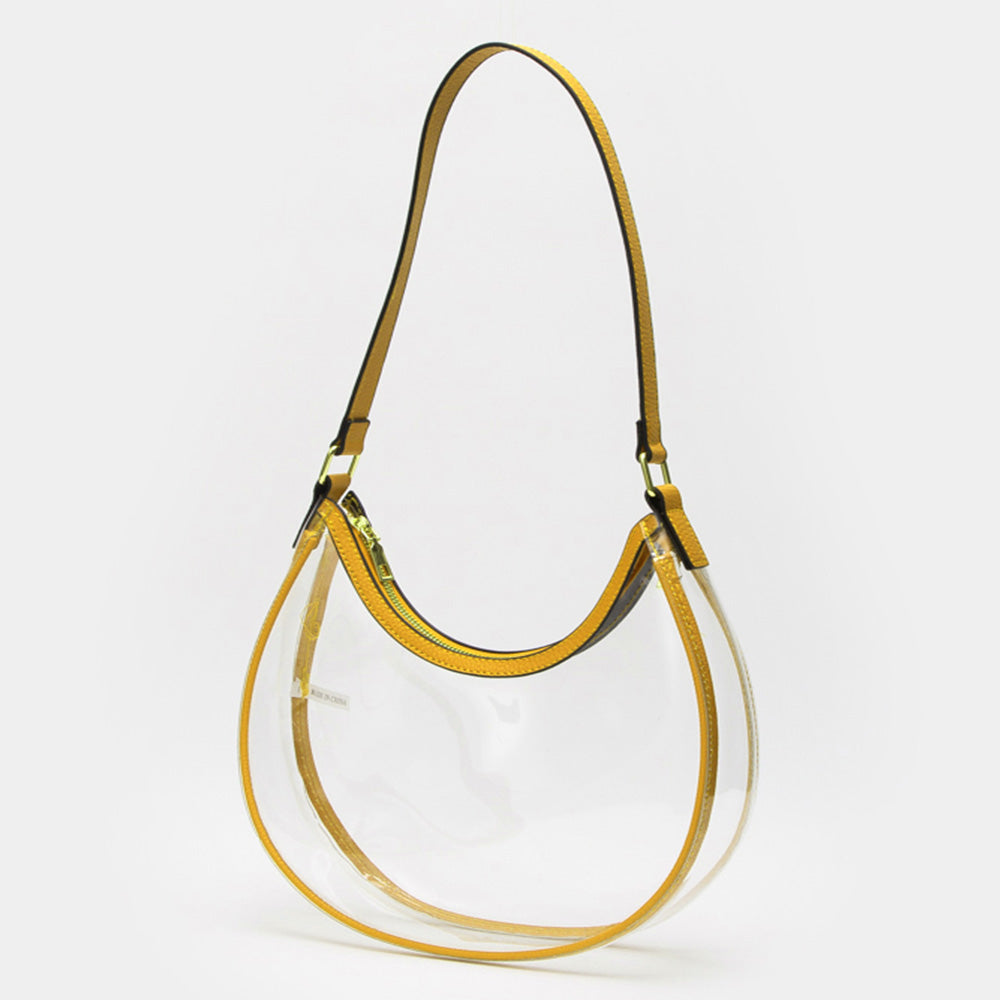 

Прозрачная сумка хобо на плечо FASHNZFAB, Clear/Mustard