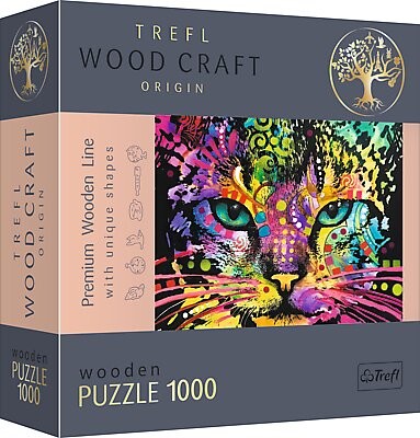

Трефл, деревянный пазл Wood Craft, Разноцветный кот, 1000 шт. Trefl