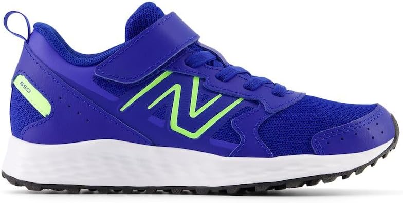 Кроссовки New Balance детские унисекс Fresh Foam 650 V1 с эластичными шнурками и верхней застежкой, Team Royal/Bleached Lime Glo — фото 3