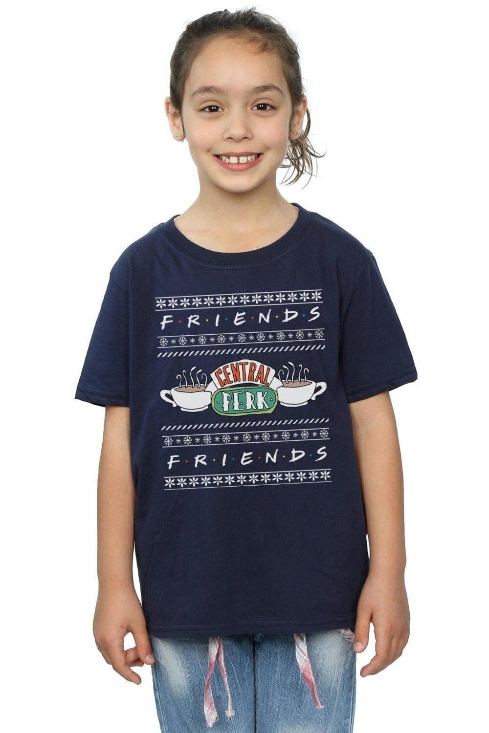 

Хлопковая футболка Fair Isle Central Perk Friends, темно-синий
