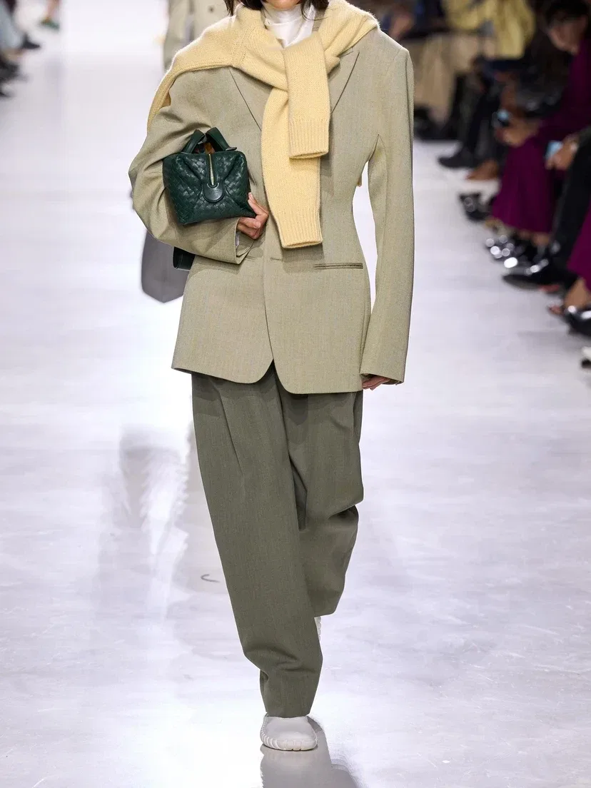 Жакет из шерстяной смеси с отделкой BOTTEGA VENETA, бирюзовый — фото 4