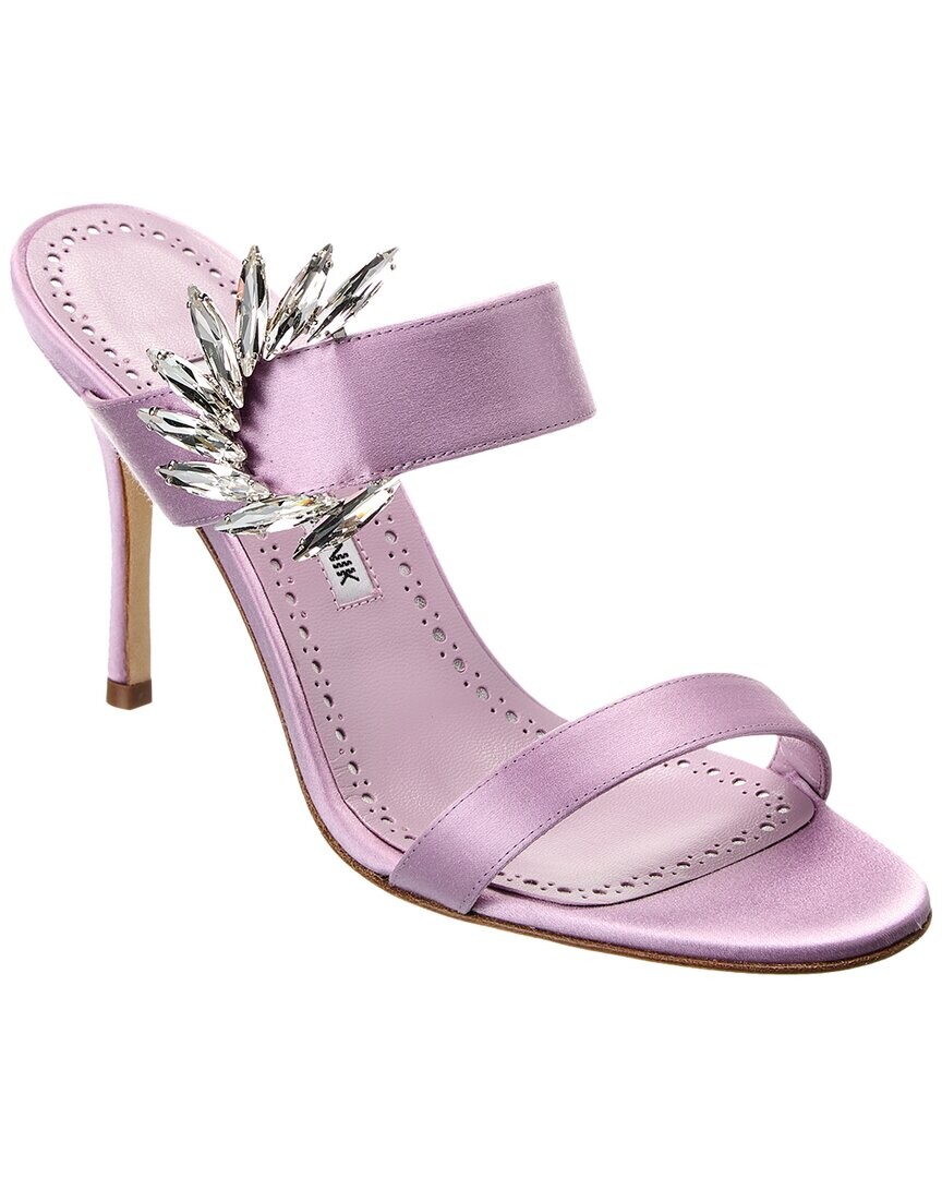 Атласные сандалии Manolo Blahnik Chivela 90, фиолетовый — фото 3