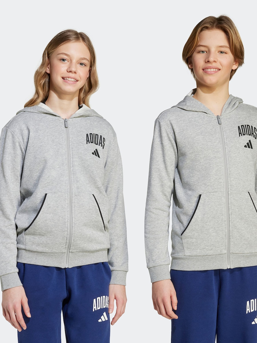 Спортивная толстовка с капюшоном на молнии ADIDAS SPORTSWEAR, серый — фото 2