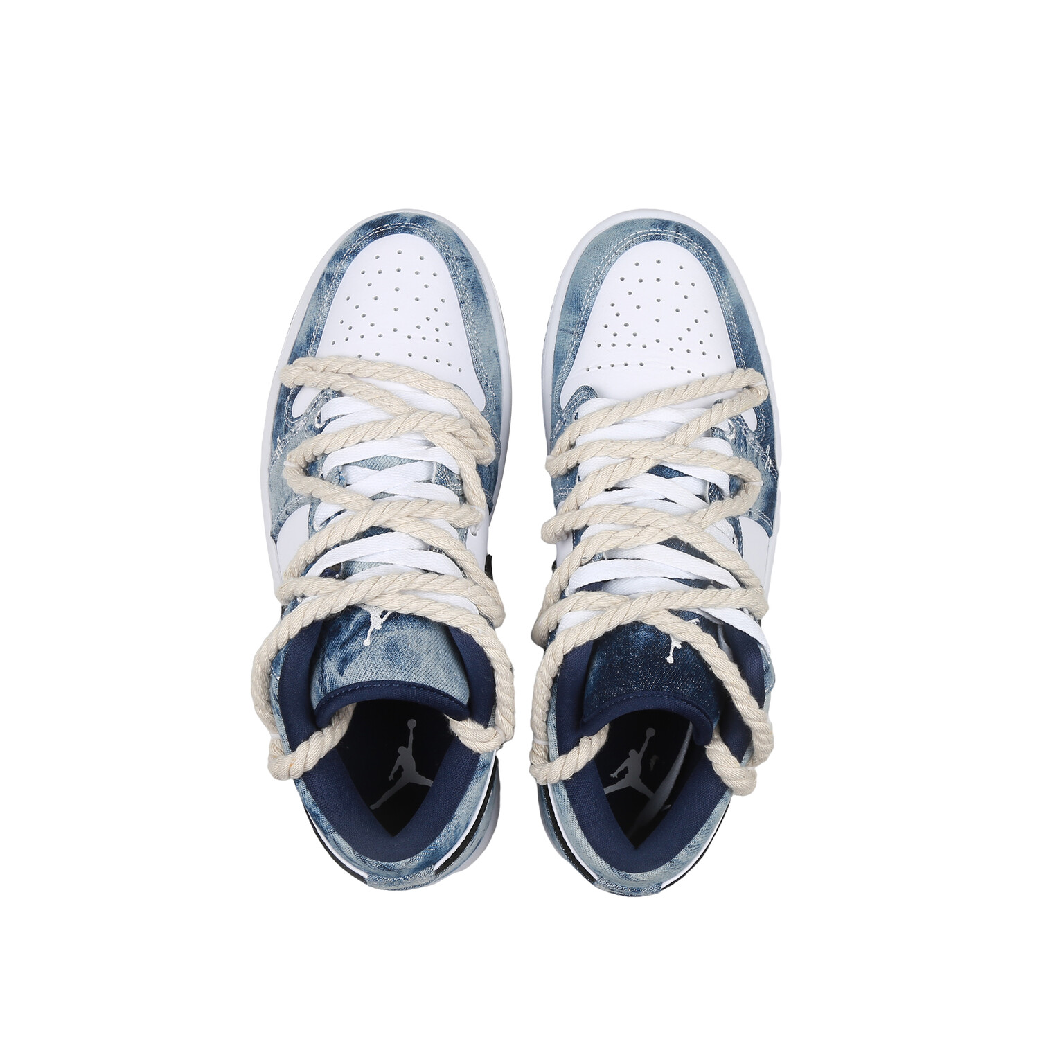 Кроссовки Air Jordan 1 Vintage Basketball Shoes Men Low-top White/blue/black, белый/синий — фото 4
